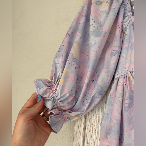 Pastel Women’s Square Neck Puffed Sleeve Mini Dress - Picture 10 of 13